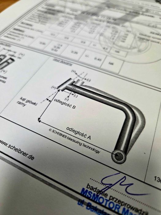 Pomiar ramy motocykla / Laserowa weryfikacja geometrii motocykla