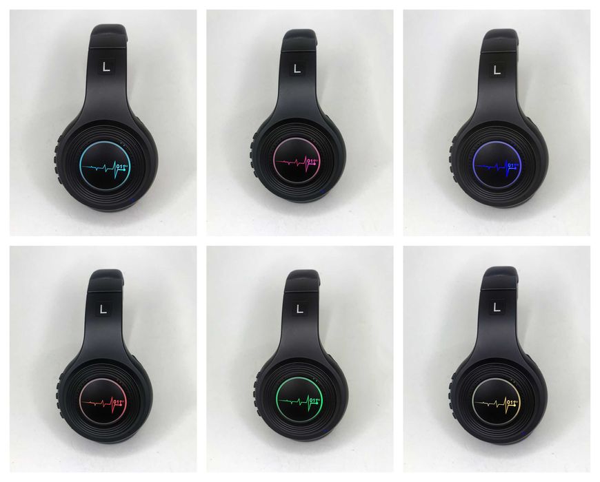 Foldable Wireless Headphones with LED Light, FM Radio, Memory Card Slot, and Microphone64585746274819124