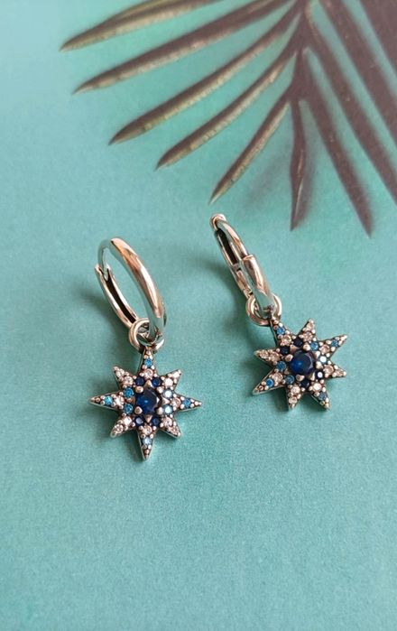 Srebrne kolczyki z zawieszkami Gwiazdki