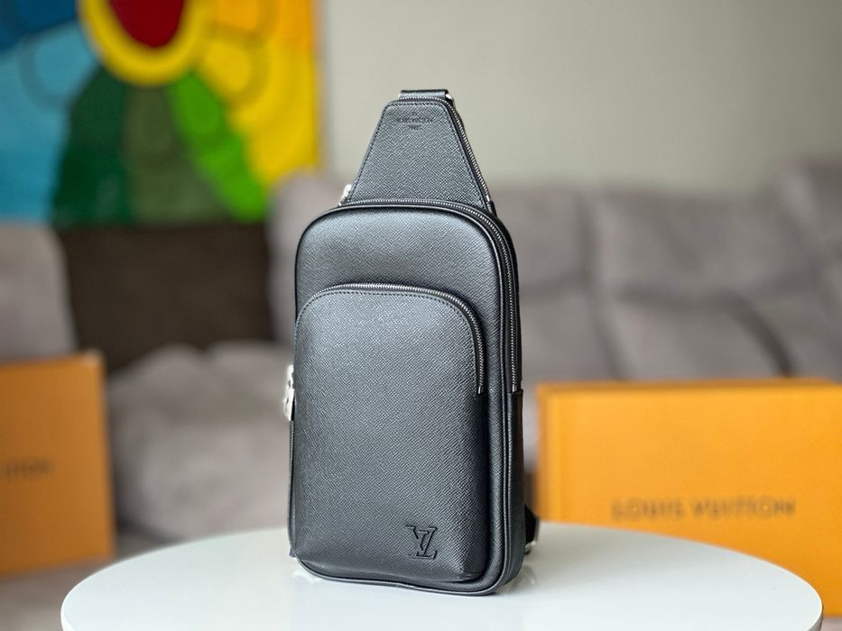 Louis Vuitton avenue сумка слинг слингбэк мужская кожаная черная