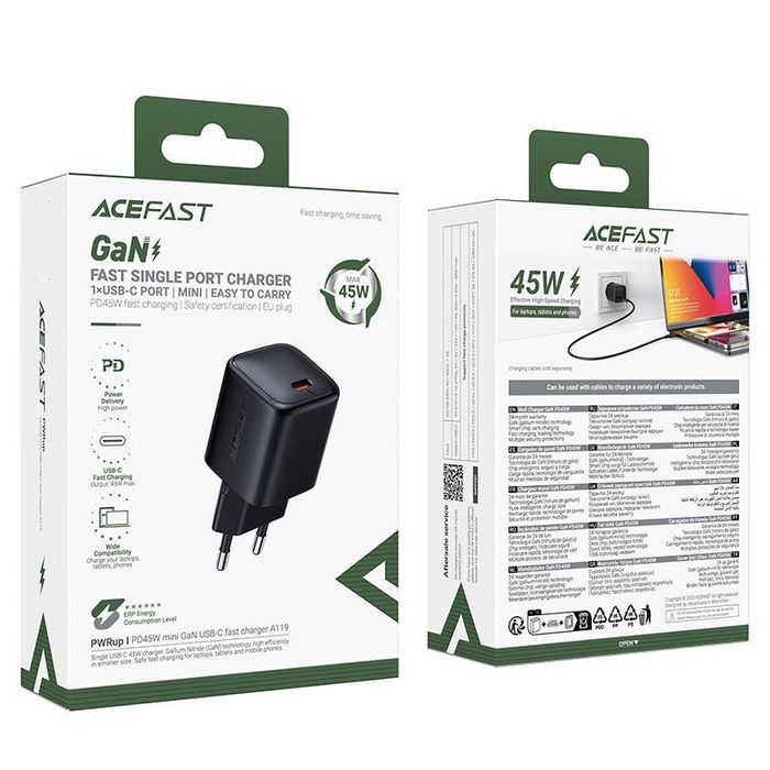зарядка ACEFAST A119 45W GaN PPS! USB-C швидка