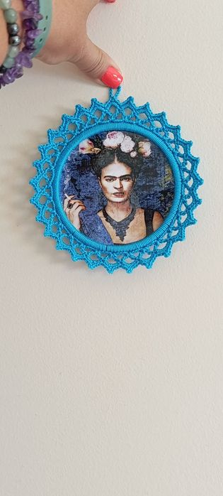 Frida kahlo Moldura Decorativa Crochê