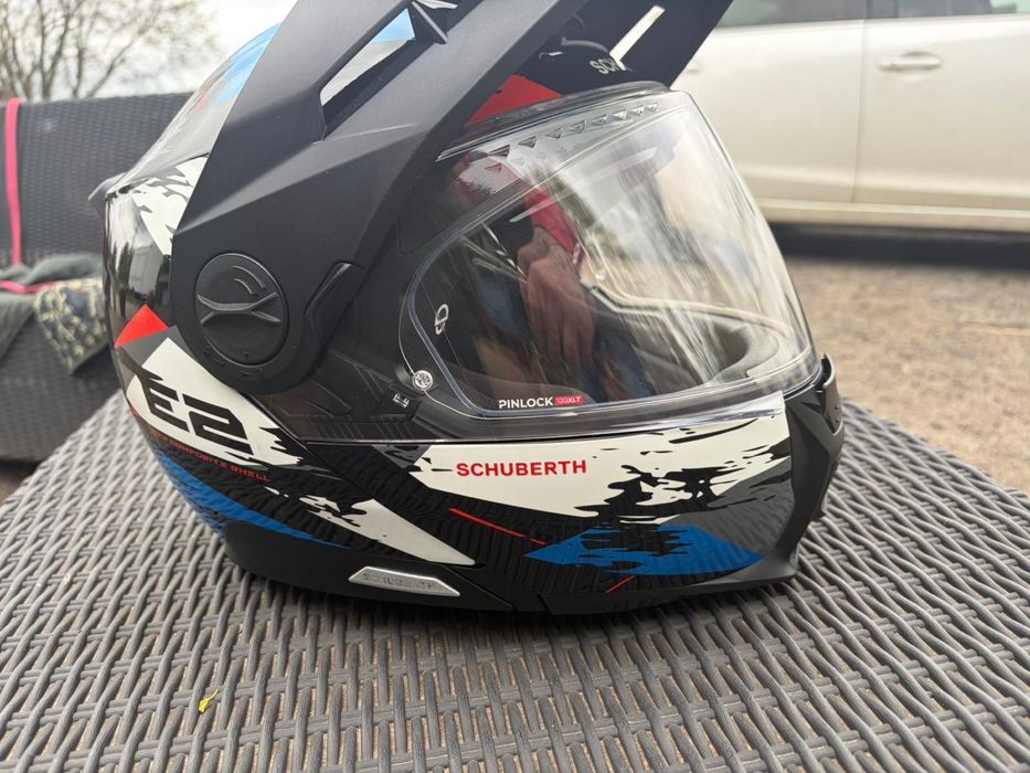 kask nowy motocykl Schuberth E2 Trail Blue r. 59 – jak nowy, komplet, pinlock