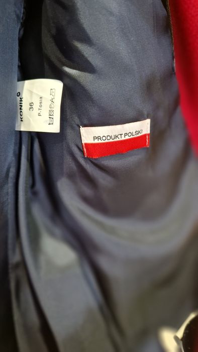 Płaszcz wełniany damski 36 bordo