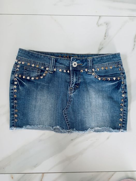 Amisu jeansowa mini spódnica z dżetami s