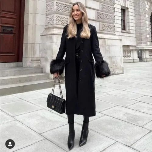 Zara manteco płaszcz wełniany z futerkiem