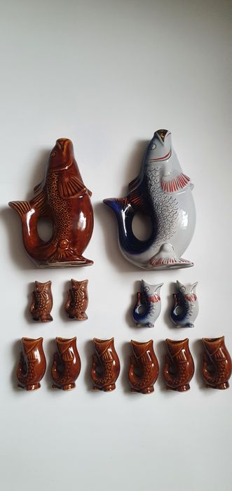 Porcelana Polska Rybki 1  komplet PRL.