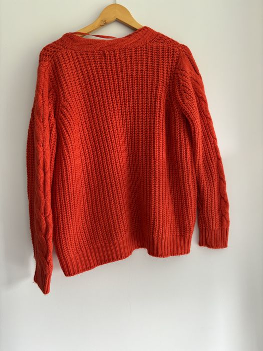 Primark pomarańczowy sweter, Kardigan warkocz splot M L