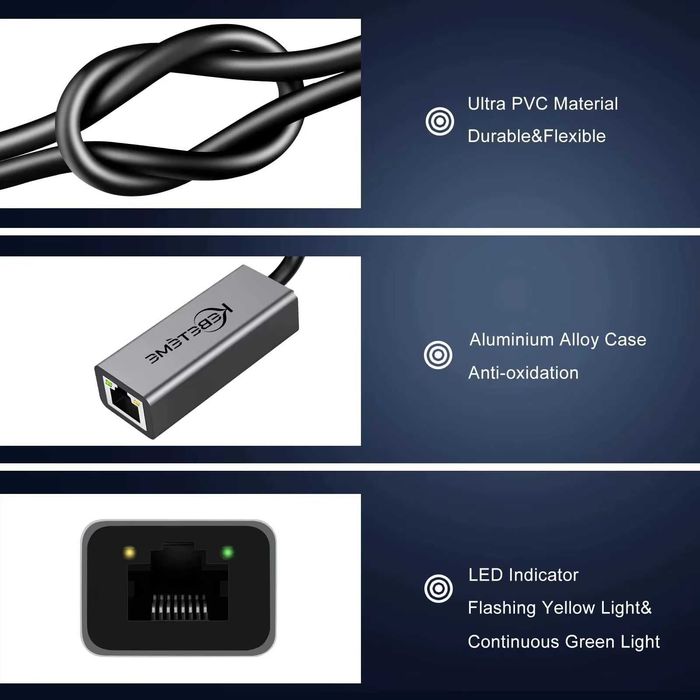 Сетевая карта USB переходник Lan ЮСБ 2.0 100 Мбит/с RJ45 интернет ПК