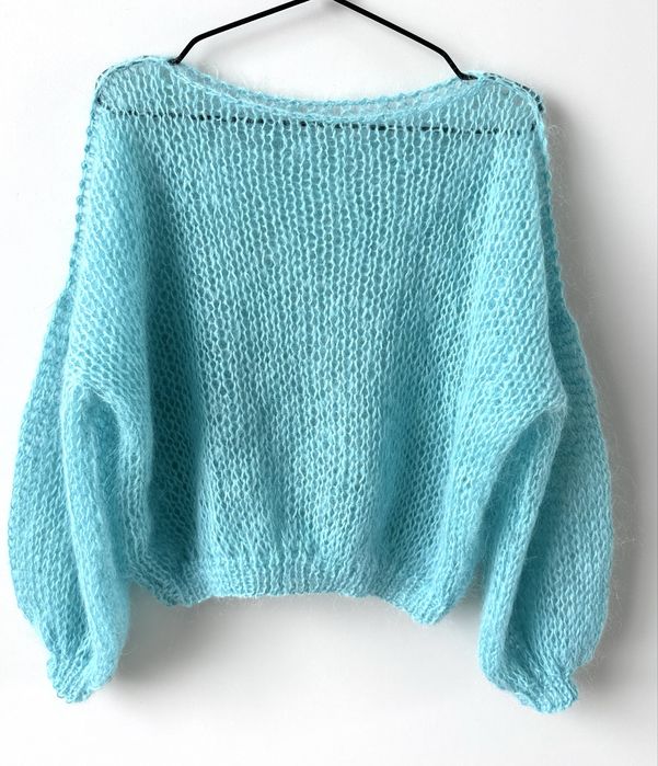 Светр павутинка хмаринка жіночий мохеровий бірюзовий оверсайз вовна