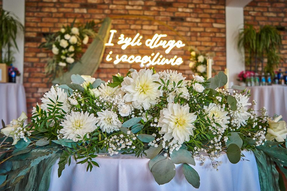 Napis świetlny LED neon weselny - I żyli długo i szczęślwie LEDON