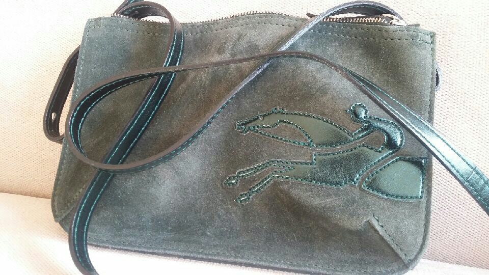 Torebka LONGCHAMP oryginalna skórzana zgniła zieleń