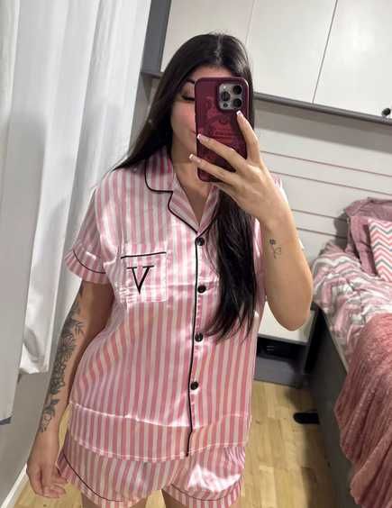 Nowa satynowa piżamka na wzór Victoria Secret roz.S.M,