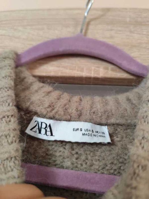 sweter brązowy do pasa zara S bez wad jak nowy