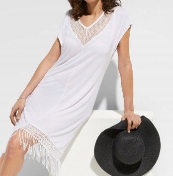 B.P.C sukienka plażowa z koronką i frędzlami r.48