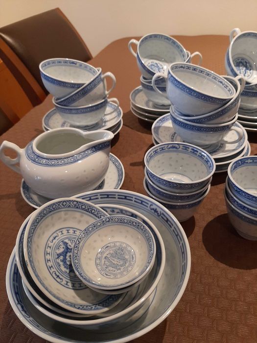 Serviço de Chá, Bago de Arroz, 12 chávenas, completo