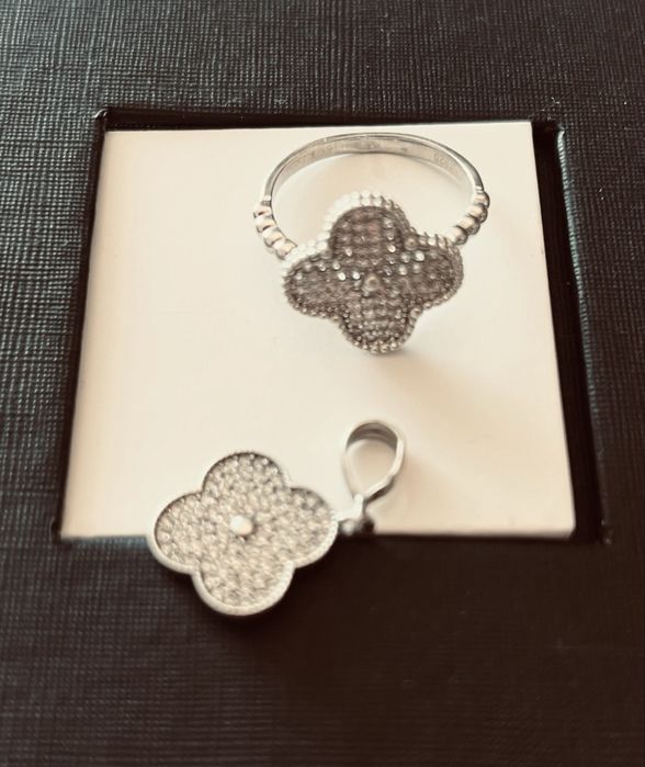Van Cleef , Ван Клиф! Подвеска !Кольцо ! 925 проба ! Набор Ван Клиф! Шикарный набор ! Камни ! Серебро 925