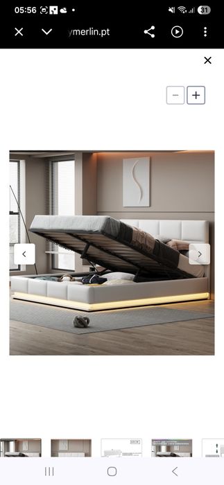 Cama branca com Led