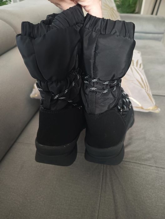 Buty zimowe damskie dziewczęce śniegowce czarne R.38, wkł.24,5 Jenny f