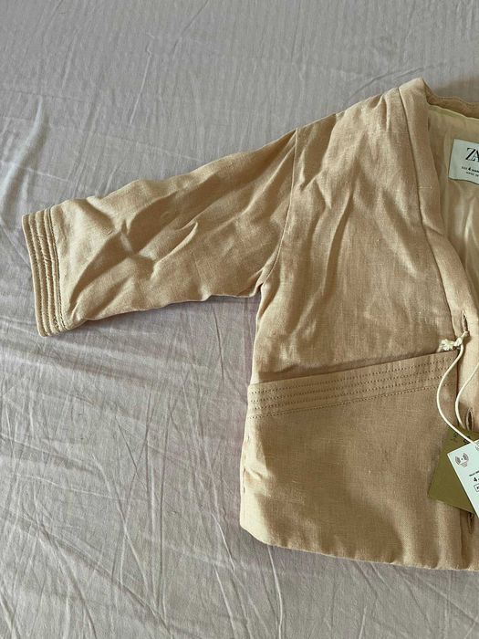 Casaco de linho Zara criança bege rosado, 4 anos