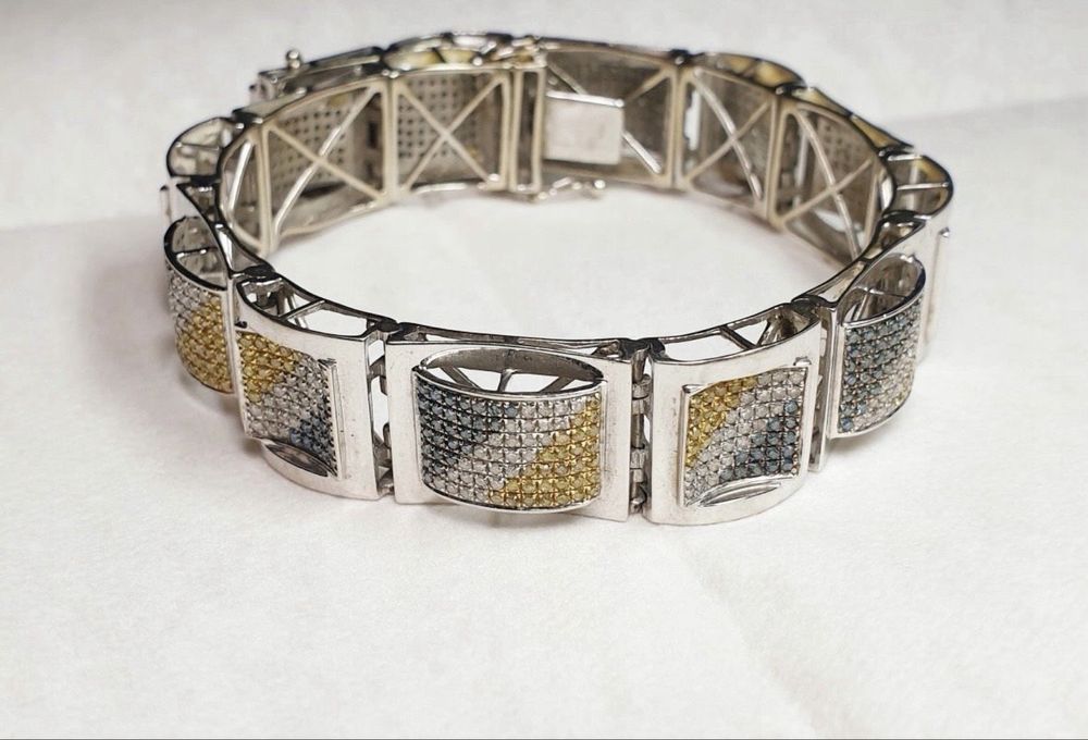 Bransoletka Biale Złoto 14 karatow 585, 35gr, diamenty 4,00karata, 21c