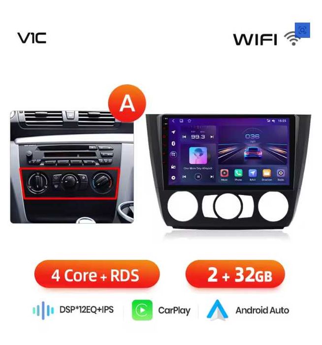 Rádio Automotivo Junsun Wireless CarPlay Android Auto para BMW Série 1 E87 E81 E82 E88 2004-2011