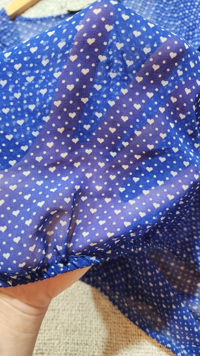 Przewiewna transparentna bluzka w serca z krótkim rękawem ZARA