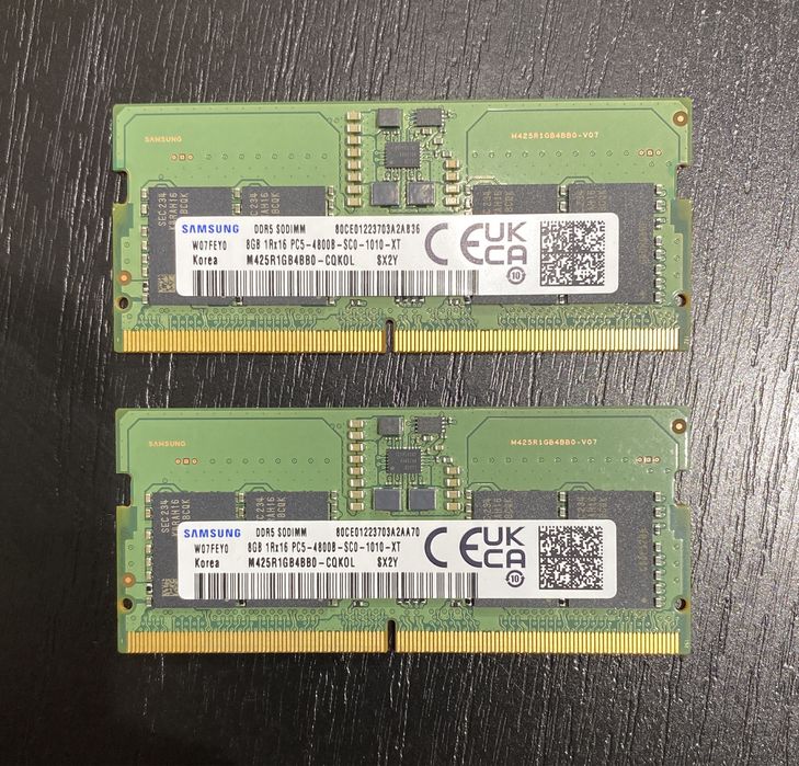 Оперативная память  ddr5 8gb 1Rx 16 PC5 - 4800B (2х8gb для ноутбука)