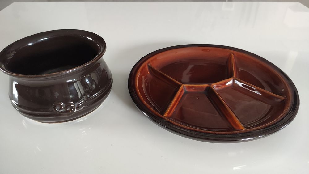 Miska i talerz patera dzielona zakład ceramiczny Bolesławiec, Pruszków