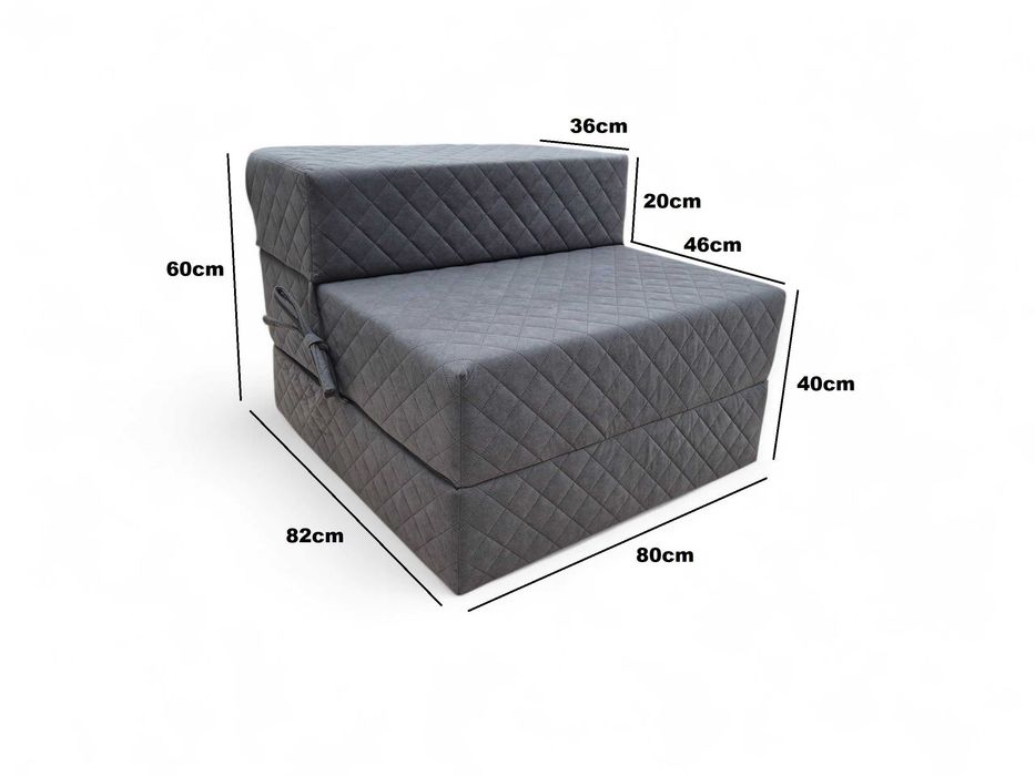 Materac składany gr.20cm! Sztruks Fotel Kanapa Sofka