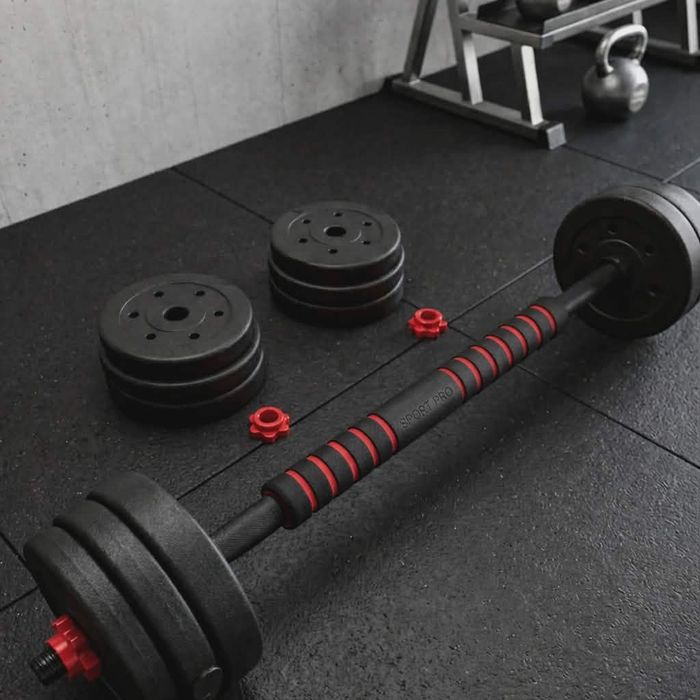 Zestaw Hantli Bitumicznych Sztanga Gryf 20kg Ciężarki do Domu Zaciski