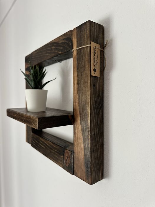 Conjunto de 2 prateleiras em madeira rustica