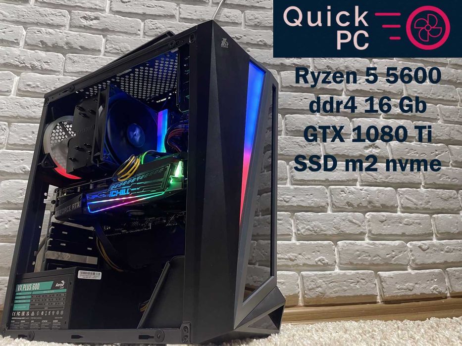 Гарантія! Ryzen 5 5600, GTX 1080 Ti, 16gb ігровий пк игровой компьютер