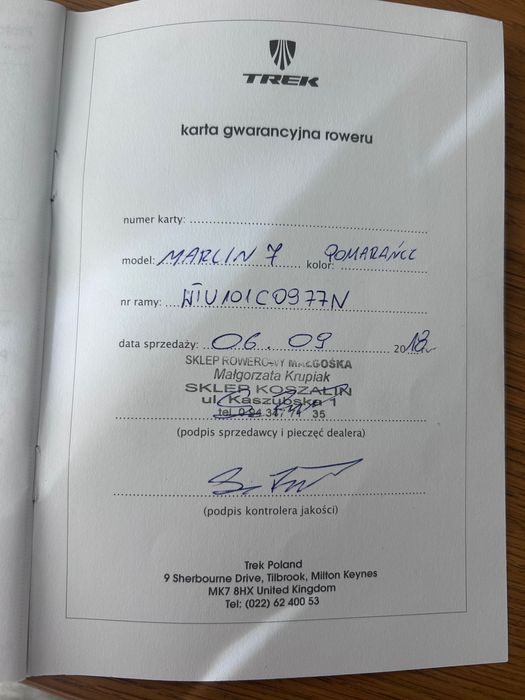 Rower MTB/XC Trek Marlin 7 19,5