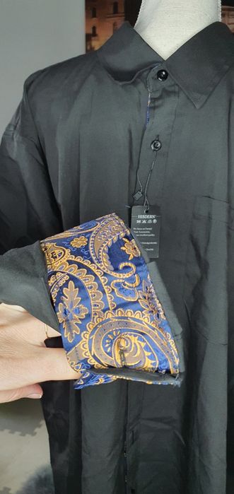 Koszula nowa męska czarna mankiety rozmiar 2xl xxl hisdern modna