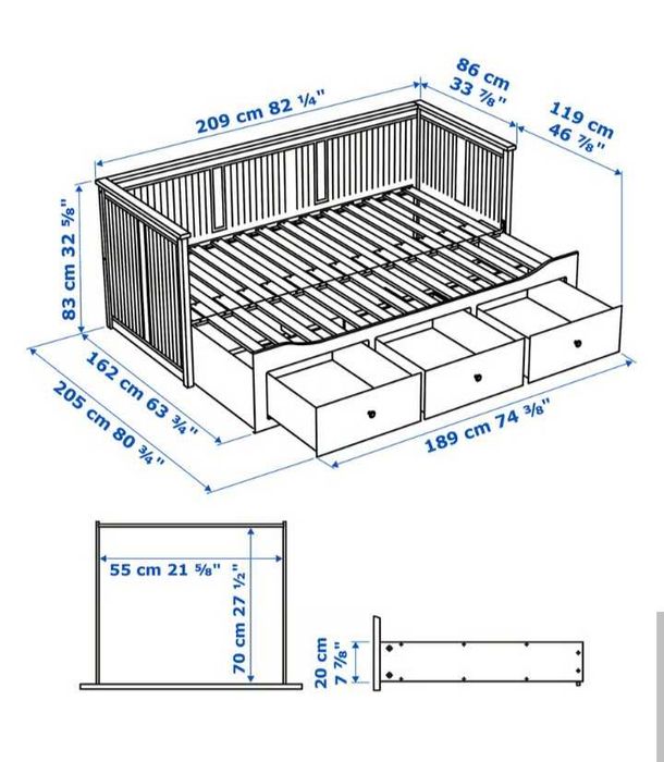 Estrutura de cama solteiro/casal Hemnes