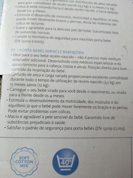 Marsúpio babybjorn 0 a 15 meses