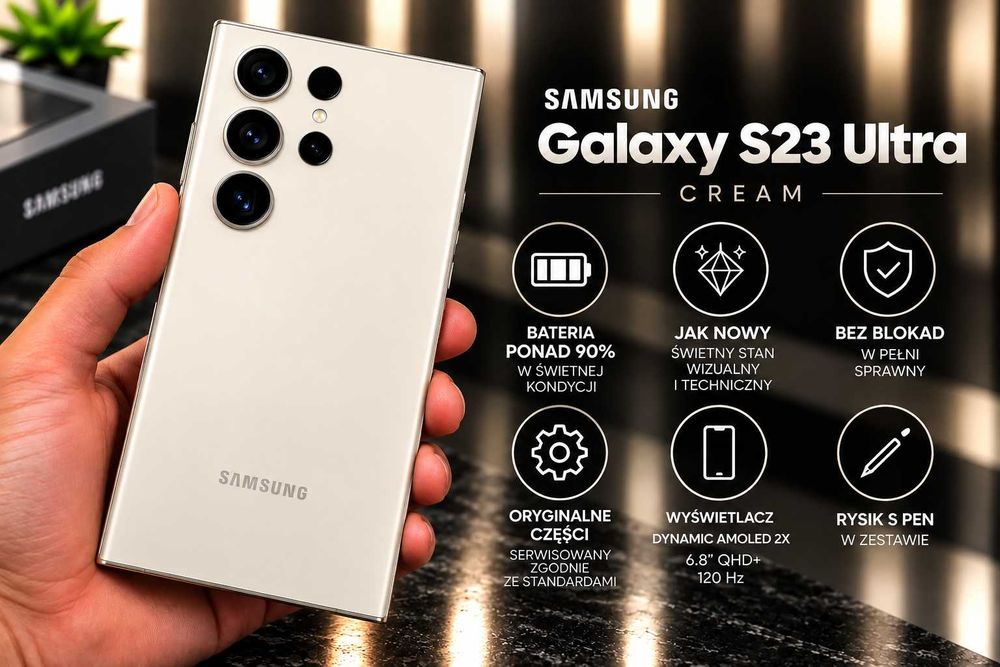 JAK NOWY | SAMSUNG Galaxy S23 Ultra 12/512GB | real foto | + gwarancja | Odbiór osobisty | Wysyłka