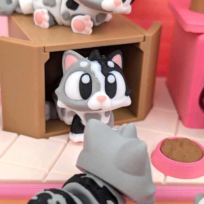 Conjunto Gatinhos Articulados + Playset