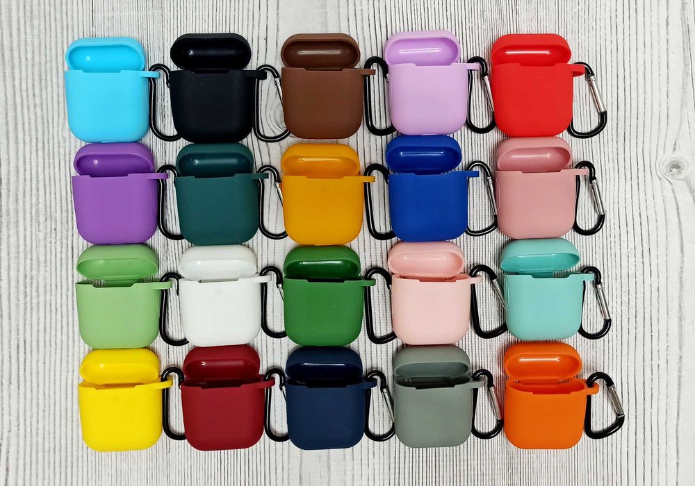 Силиконовый чехол кейс с карабином для наушников AirPods аирподс 1/2