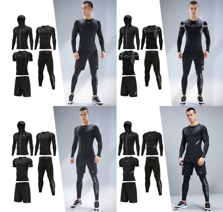 Компрессионная одежда 5 в 1 рашгард, леггинсы, футболка, шорты и худи!