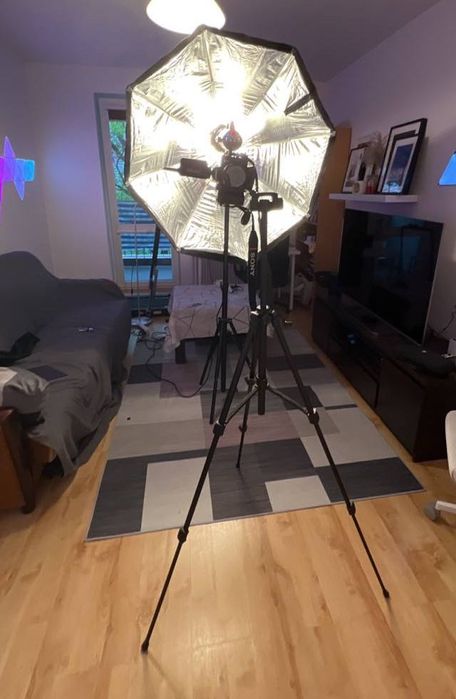 Lampa studyjna Quadralite Move 400 z softboxem i statywem, zadbany