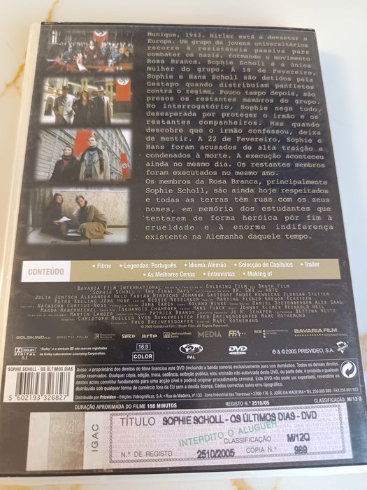 DVD Sophie scholl os últimos dias