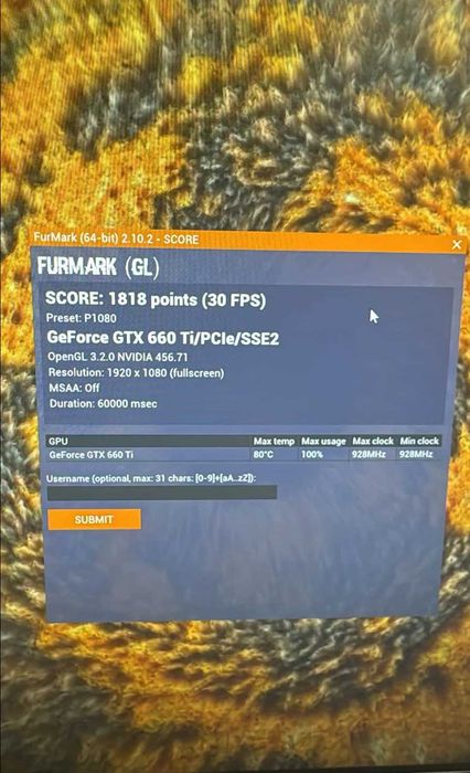 Zotac GeForce GTX 660 Ti 2GB GDDR5 – TURBO/TURBINA – TEST FurMark