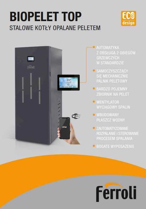 KOCIOŁ Ferroli BIOPELLET TOP 8 kW 5klasa ecodesign