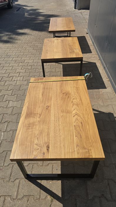 Ława dębowa metal drewno