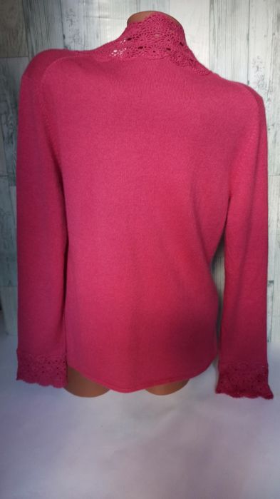 Jaeger изящный кашемировый c шелком кардиган с нежной  кружевной отдел