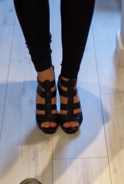 Piękne czarne buty sandały szpilki skóra naturalna r 37 dl 23.5 cm
