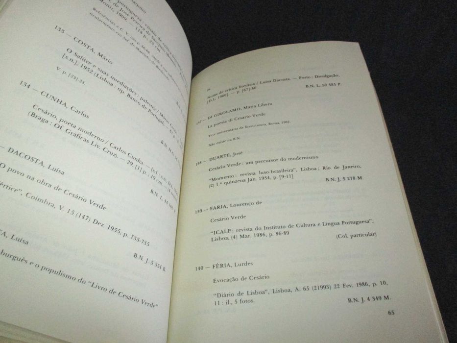 Livro Cesário Verde 1855 a 1886 Catalogo da Exposição