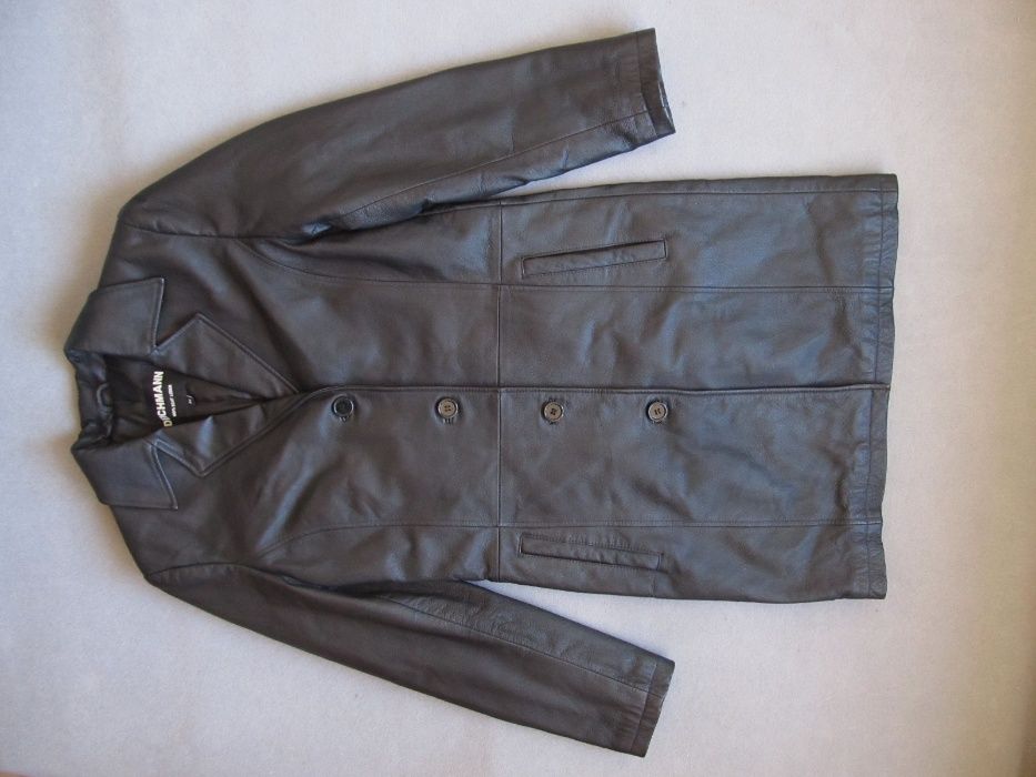 DEICHMANN 38 M skóra czarny damski płaszcz skórzany nowy elegancki